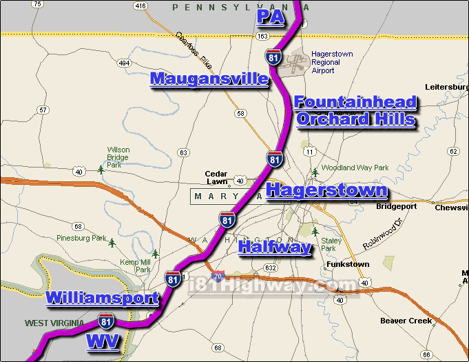 Interstate 81 MD Traffic Map