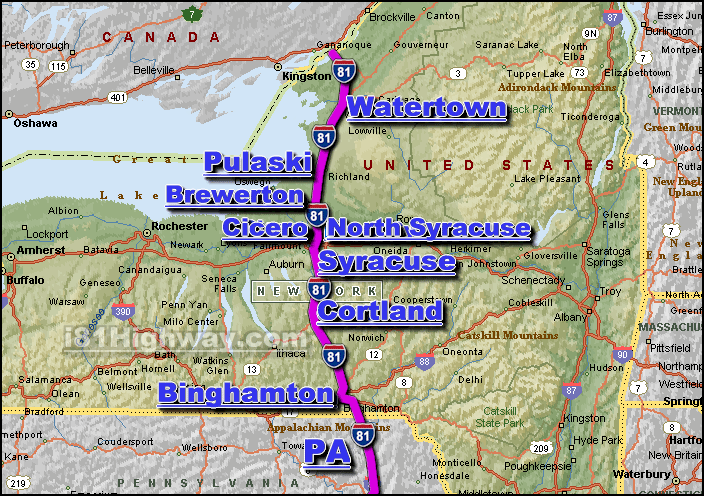 Interstate 81 NY Traffic Map