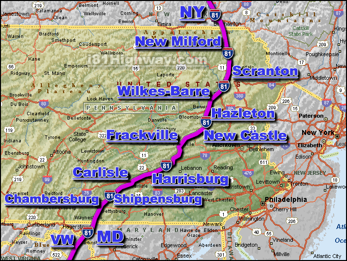 Interstate 81 PA Traffic Map