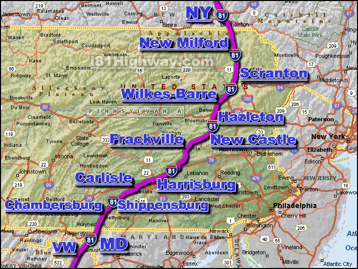 Interstate 81 PA Driving Distance