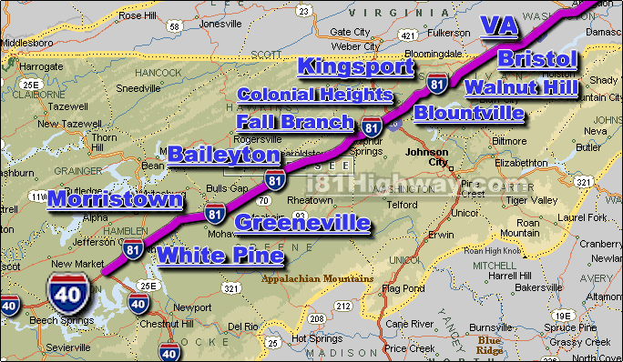 Interstate 81 TN Driving Distance