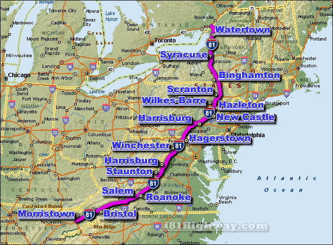 I-81 Interstate 81 Road Maps, Traffic, News